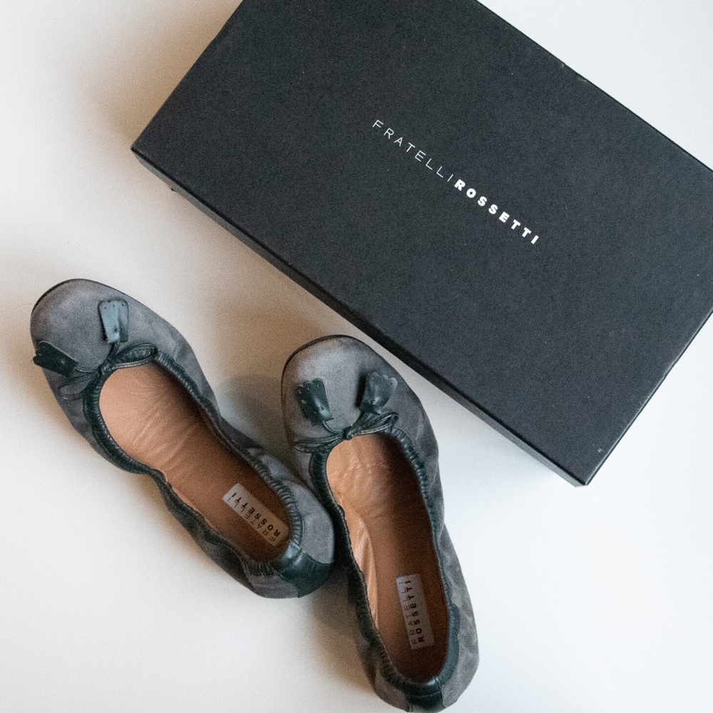 Fratelli Rossetti Grey and Green Suede Flats